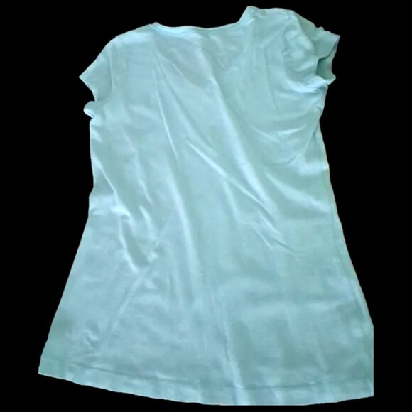 Garage Women's Sky Blue Floral Short Sleeve V-Neck Tee, Large - Picture 11 of 15